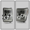Ford Super Duty 11-15 Projector Headlights - LED Halo - DRL - Smoke - High H1 (Included) - Low 9006 (included) Spyder Auto