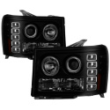 GMC Sierra 1500/2500/3500 07-13 / GMC Sierra 2500HD/3500HD 07-13 Projector Headlights - LED Halo- LED ( Replaceable LEDs ) - Black Smoke Spyder Auto