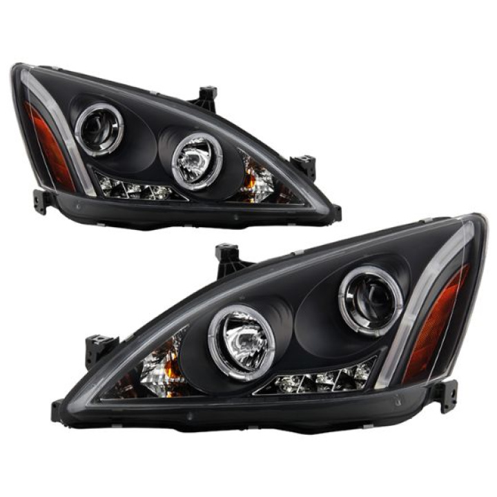 Honda Accord 03-07 Projector Headlights - LED Halo - Amber Reflector - LED ( Replaceable LEDs ) - Black Spyder Auto in the group Select car model / Honda / Accord 13+ / Styling at DDESIGN Scandinavia AB (PRO-YD-HA03-AM-BK)