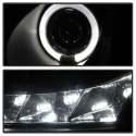 Honda Accord 03-07 Projector Headlights - LED Halo - Amber Reflector - LED ( Replaceable LEDs ) - Black Spyder Auto