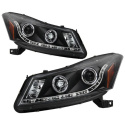 Honda Accord 08-12 4Dr Projector Headlights- LED Halo - DRL - Black Spyder Auto