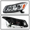 Honda Accord 08-12 4Dr Projector Headlights- LED Halo - DRL - Chrome Spyder Auto