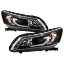 Honda Accord 2013-2015 4DR Projector Headlights - Light Bar DRL - Black Spyder Auto