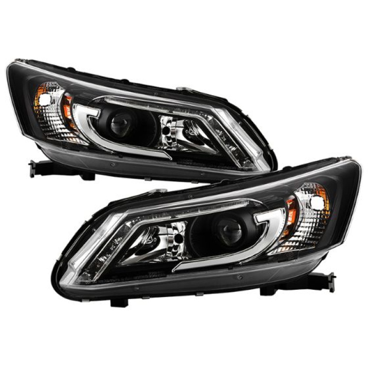 Honda Accord 2013-2015 4DR Projector Headlights - Light Bar DRL - Black Spyder Auto in the group Select car model / Honda / Accord 13+ / Styling at DDESIGN Scandinavia AB (PRO-YD-HA13-LBDRL-BK)