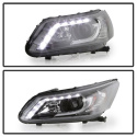 Honda Accord 2013-2015 4DR Projector Headlights - Light Bar DRL - Black Spyder Auto