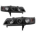 Honda Accord 94-97 1PC Projector Headlights - LED Halo - Amber Reflector - Black Spyder Auto