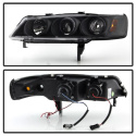 Honda Accord 94-97 1PC Projector Headlights - LED Halo - Amber Reflector - Black Spyder Auto