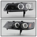 Honda Accord 94-97 1PC Projector Headlights - LED Halo - Amber Reflector - Black Spyder Auto