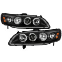 Honda Accord 98-02 1PC Projector Headlights - LED Halo - Amber Reflector - Black Spyder Auto