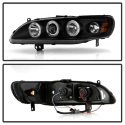 Honda Accord 98-02 1PC Projector Headlights - LED Halo - Amber Reflector - Black Spyder Auto