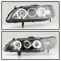 Honda Accord 98-02 1PC Projector Headlights - LED Halo - Amber Reflector - Black Spyder Auto