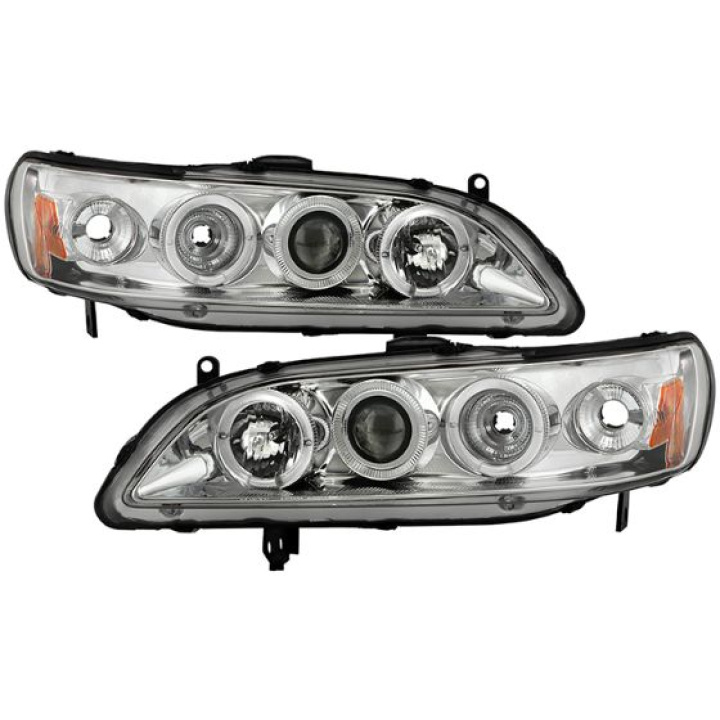 Honda Accord 98-02 1PC Projector Headlights - LED Halo - Amber Reflector - Chrome Spyder Auto in the group Select car model / Honda / Accord 98-03 / Styling at DDESIGN Scandinavia AB (PRO-YD-HA98-AM-C)