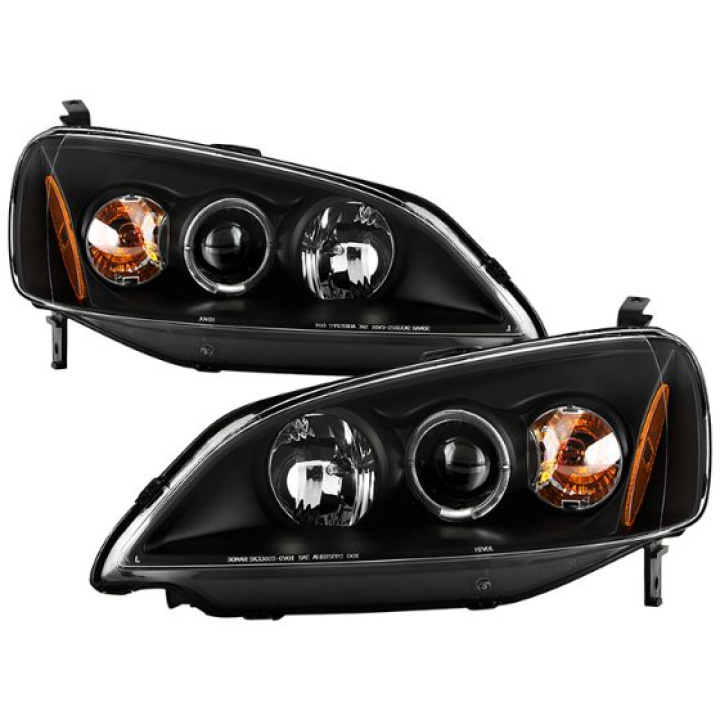 Honda Civic 01-03 2/4DR Projector Headlights - ( Do Not Fit SI Model ) - LED Halo - Amber Reflector - Black Spyder Auto in the group Select car model / Honda / Civic EM-EP-ES-EU 01-05 / Styling / Lights at DDESIGN Scandinavia AB (PRO-YD-HC01-AM-BK)