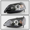 Honda Civic 01-03 2/4DR Projector Headlights - ( Do Not Fit SI Model ) - LED Halo - Amber Reflector - Black Spyder Auto