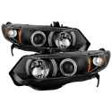 Honda Civic 06-08 2Dr Projector Headlights - LED Halo - Black Spyder Auto