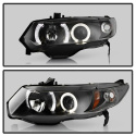 Honda Civic 06-08 2Dr Projector Headlights - LED Halo - Black Spyder Auto