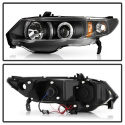 Honda Civic 06-08 2Dr Projector Headlights - LED Halo - Black Spyder Auto