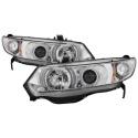 Honda Civic 06-08 2Dr Projector Headlights - LED Halo - Chrome Spyder Auto