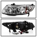 Honda Civic 06-08 2Dr Projector Headlights - LED Halo - Chrome Spyder Auto