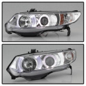 Honda Civic 06-08 2Dr Projector Headlights - LED Halo - Chrome Spyder Auto