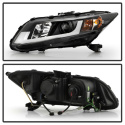 Honda Civic 2012-2014 Projector Headlights (does not fit the 2014 Civic coupe) - Light Bar DRL - Black - High H1 ( Included ) - Low H1 ( Included ) Spyder Auto