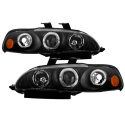 Honda Civic 92-95 2/3DR 1PC Projector Headlights - LED Halo - Amber Reflector - Black Spyder Auto