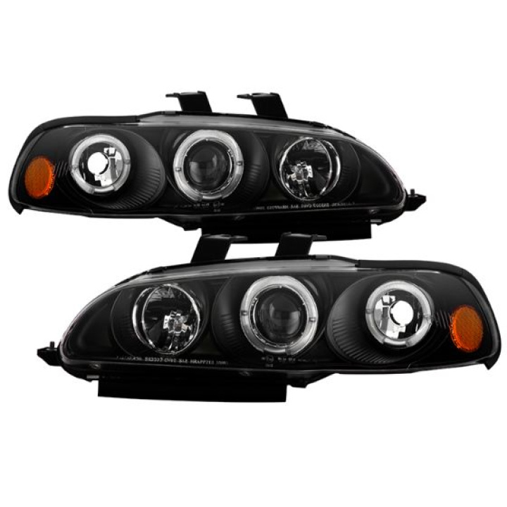 Honda Civic 92-95 2/3DR 1PC Projector Headlights - LED Halo - Amber Reflector - Black Spyder Auto in the group Select car model / Honda / Civic EG-EH-EJ 92-95 / Styling / Lights at DDESIGN Scandinavia AB (PRO-YD-HC921P-23D-AM-BK)