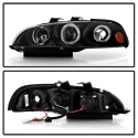 Honda Civic 92-95 2/3DR 1PC Projector Headlights - LED Halo - Amber Reflector - Black Spyder Auto