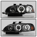Honda Civic 92-95 2/3DR 1PC Projector Headlights - LED Halo - Amber Reflector - Black Spyder Auto
