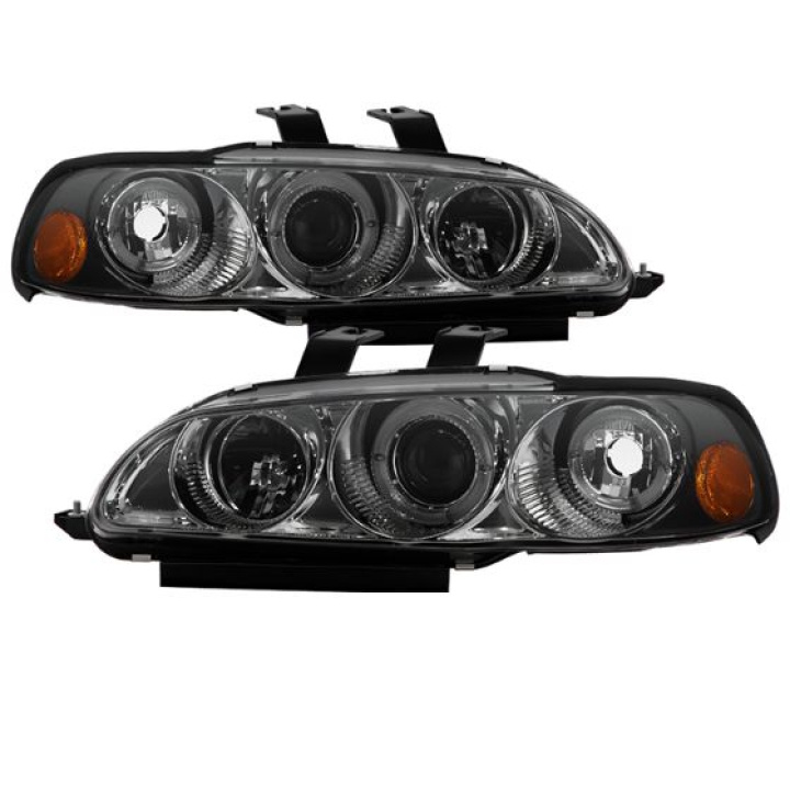 Honda Civic 92-95 2/3DR 1PC Projector Headlights - LED Halo - Amber Reflector - Smoke Spyder Auto in the group Select car model / Honda / Civic EG-EH-EJ 92-95 / Styling / Lights at DDESIGN Scandinavia AB (PRO-YD-HC921P-23D-AM-SMC)