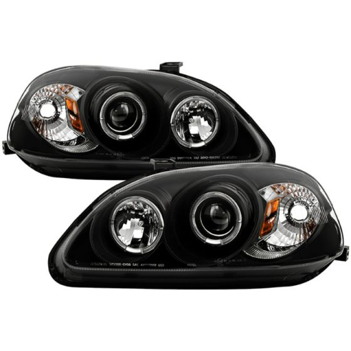 Honda Civic 96-98 Projector Headlights - LED Halo - Amber Reflector - Black Spyder Auto in the group Select car model at DDESIGN Scandinavia AB (PRO-YD-HC96-AM-BK)