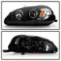 Honda Civic 96-98 Projector Headlights - LED Halo - Amber Reflector - Black Spyder Auto