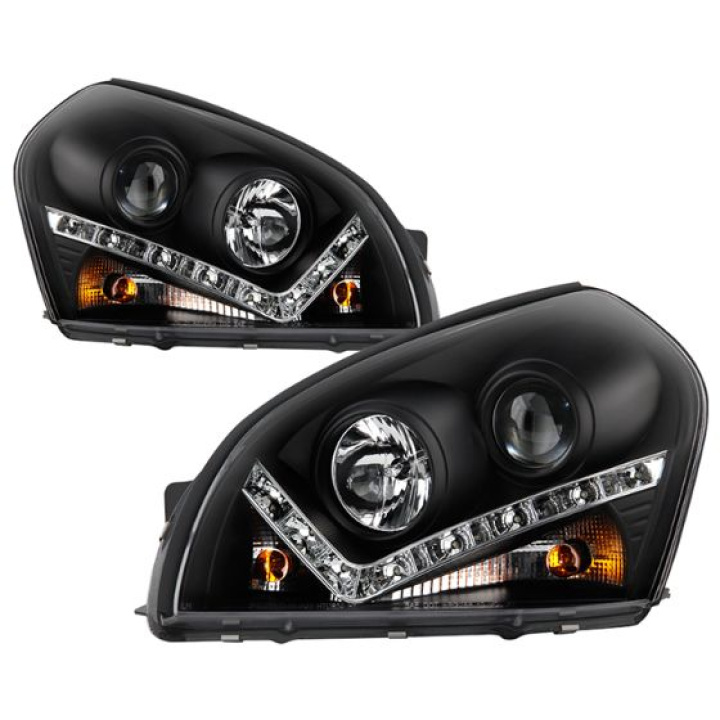 Hyundai Tucson 04-09 Projector Headlights - DRL - Black Spyder Auto in the group Select car model at DDESIGN Scandinavia AB (PRO-YD-HYTUC04-DRL-BK)