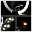 Infiniti G35 03-07 2DR Projector Headlights LED Halo - DRL - Black - High H4 (Included) - Low H7 (Included) Spyder Auto