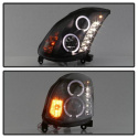 Infiniti G35 03-07 2DR Projector Headlights LED Halo - DRL - Black - High H4 (Included) - Low H7 (Included) Spyder Auto