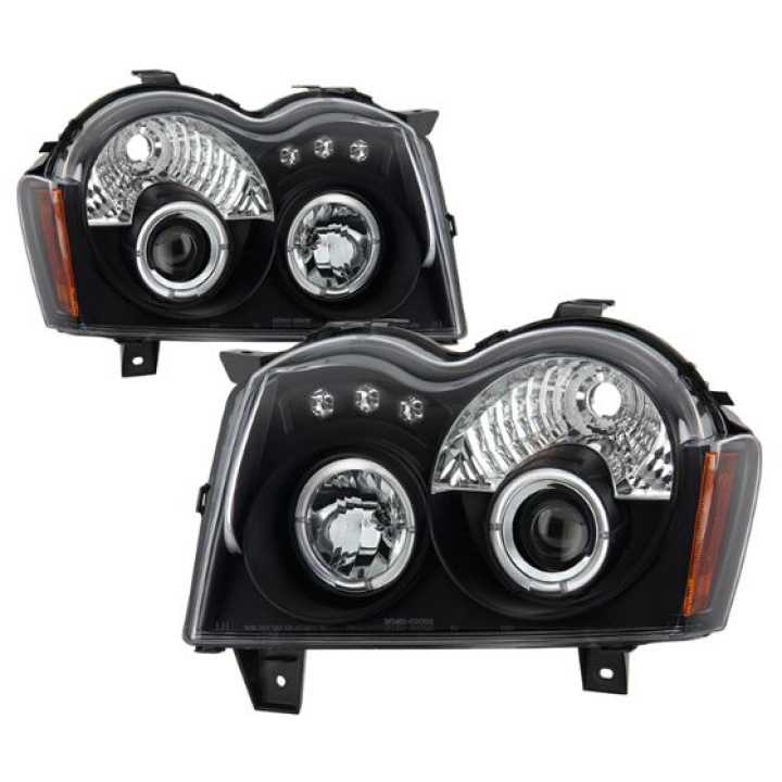 Jeep Grand Cherokee 05-07 Projector Headlights - LED Halo - LED ( Replaceable LEDs ) - Black - Spyder Auto in the group Select car model / Jeep / Grand Cherokee WH-WK 2005-2010 / Styling at DDESIGN Scandinavia AB (PRO-YD-JGC05-HL-BK)