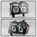 Jeep Grand Cherokee 05-07 Projector Headlights - LED Halo - LED ( Replaceable LEDs ) - Black - Spyder Auto