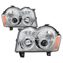 Jeep Grand Cherokee 05-07 Projector Headlights - LED Halo - LED ( Replaceable LEDs ) - Chrome - Spyder Auto