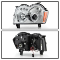 Jeep Grand Cherokee 05-07 Projector Headlights - LED Halo - LED ( Replaceable LEDs ) - Chrome - Spyder Auto