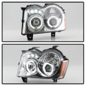 Jeep Grand Cherokee 05-07 Projector Headlights - LED Halo - LED ( Replaceable LEDs ) - Chrome - Spyder Auto