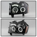 Jeep Grand Cherokee 08-10 Projector Headlights - LED Halo - LED ( Replaceable LEDs ) - Black - Spyder Auto