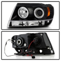 Jeep Grand Cherokee 99-04 Projector Headlights - CCFL Halo - LED ( Replaceable LEDs ) - Black Spyder Auto
