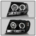 Jeep Grand Cherokee 99-04 Projector Headlights - CCFL Halo - LED ( Replaceable LEDs ) - Black Spyder Auto
