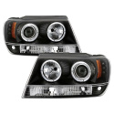 Jeep Grand Cherokee 99-04 Projector Headlights - LED Halo - LED ( Replaceable LEDs ) - Black Spyder Auto
