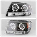 Jeep Grand Cherokee 99-04 Projector Headlights - LED Halo - LED ( Replaceable LEDs ) - Black Spyder Auto
