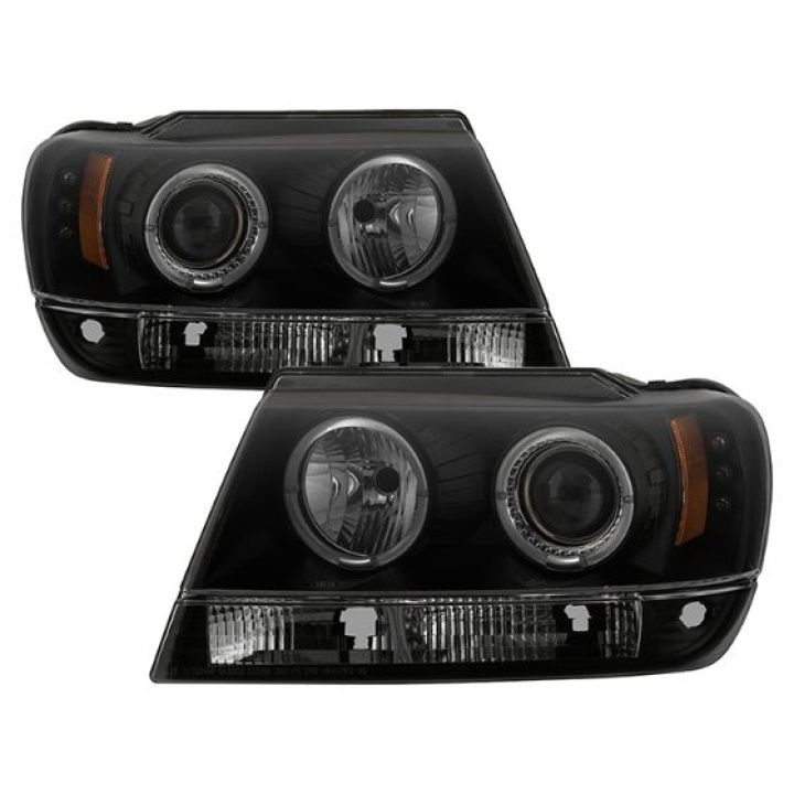 Jeep Grand Cherokee 99-04 Projector Headlights - LED Halo - LED ( Replaceable LEDs ) - Black Smoke Spyder Auto in the group Select car model / Jeep / Grand Cherokee WJ-WG 1999-2004 / Styling at DDESIGN Scandinavia AB (PRO-YD-JGC99-HL-BSM)