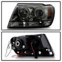 Jeep Grand Cherokee 99-04 Projector Headlights - LED Halo - LED ( Replaceable LEDs ) - Smoke Spyder Auto