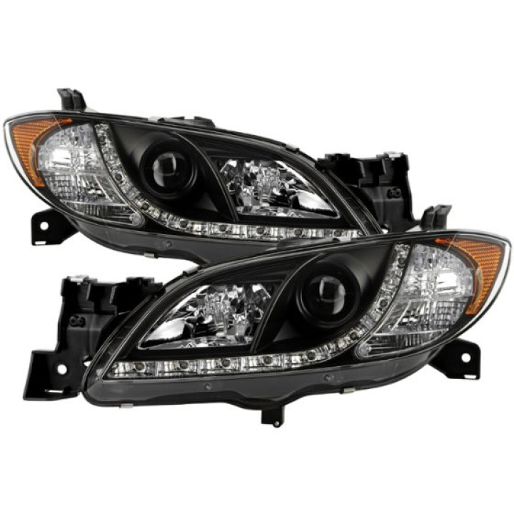 Mazda 3 04-08 4Dr Sedan Projector Headlights ( Do Not Fit Hatchback Model ) - DRL - Black Spyder Auto in the group Select car model / Mazda / 3 Standard 03-09 / Styling / Lights at DDESIGN Scandinavia AB (PRO-YD-M304-DRL-BK)