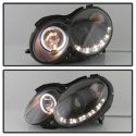 Mercedes Benz CLK 03-09 Projector Headlights LED Halo - DRL - Black Spyder Auto