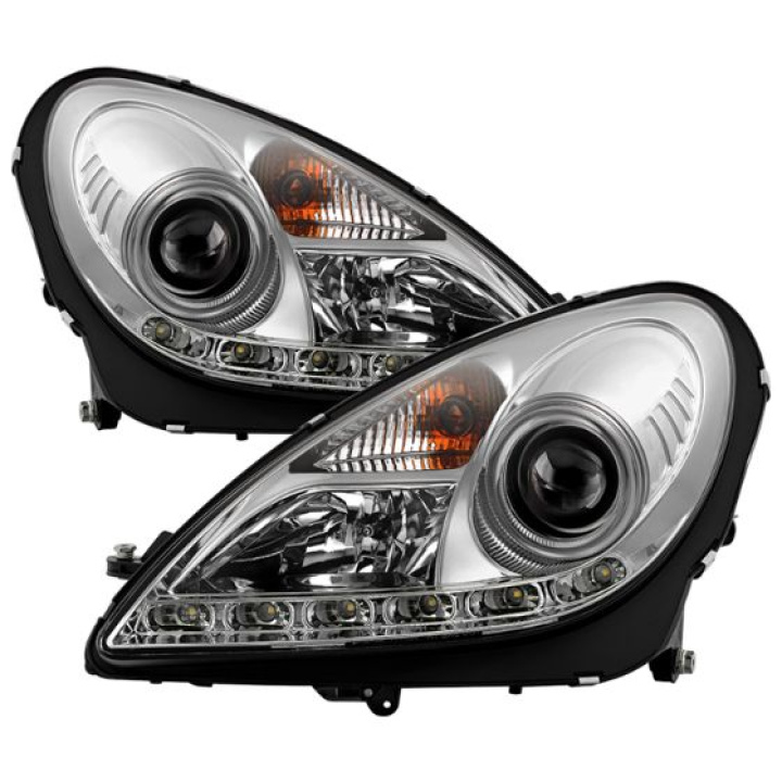 Mercedes Benz SLK 05-10 Projector Headlights DRL - Chrome Spyder Auto in the group Select car model / Mercedes Benz / SLK-Class 04-11 (R171) / Styling at DDESIGN Scandinavia AB (PRO-YD-MBSLK05-DRL-C)